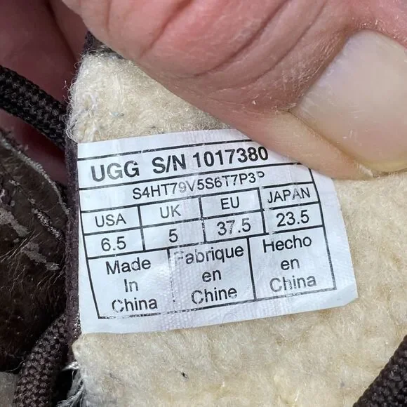 UGG Azaria Boots Women 6.5 Brown Suede Leather Waterproof Shearling Lined Casual - Picture 9 of 11